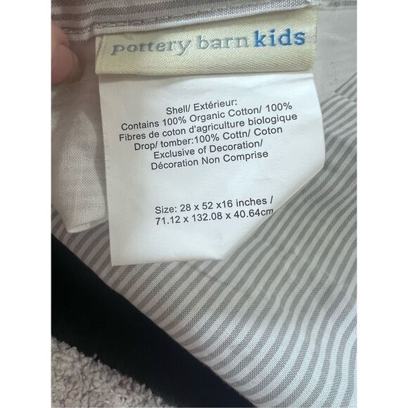 Pottery Barn Kids Crib Skirt PBK Taylor Dot Stripe Baby Dust Ruffle Gray - Picture 5 of 5